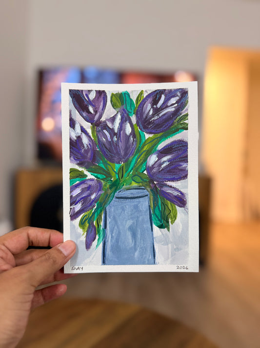 "They Stayed for a While 1" Original Acrylic Painting Study on Paper (5" × 7") | Art by Snay