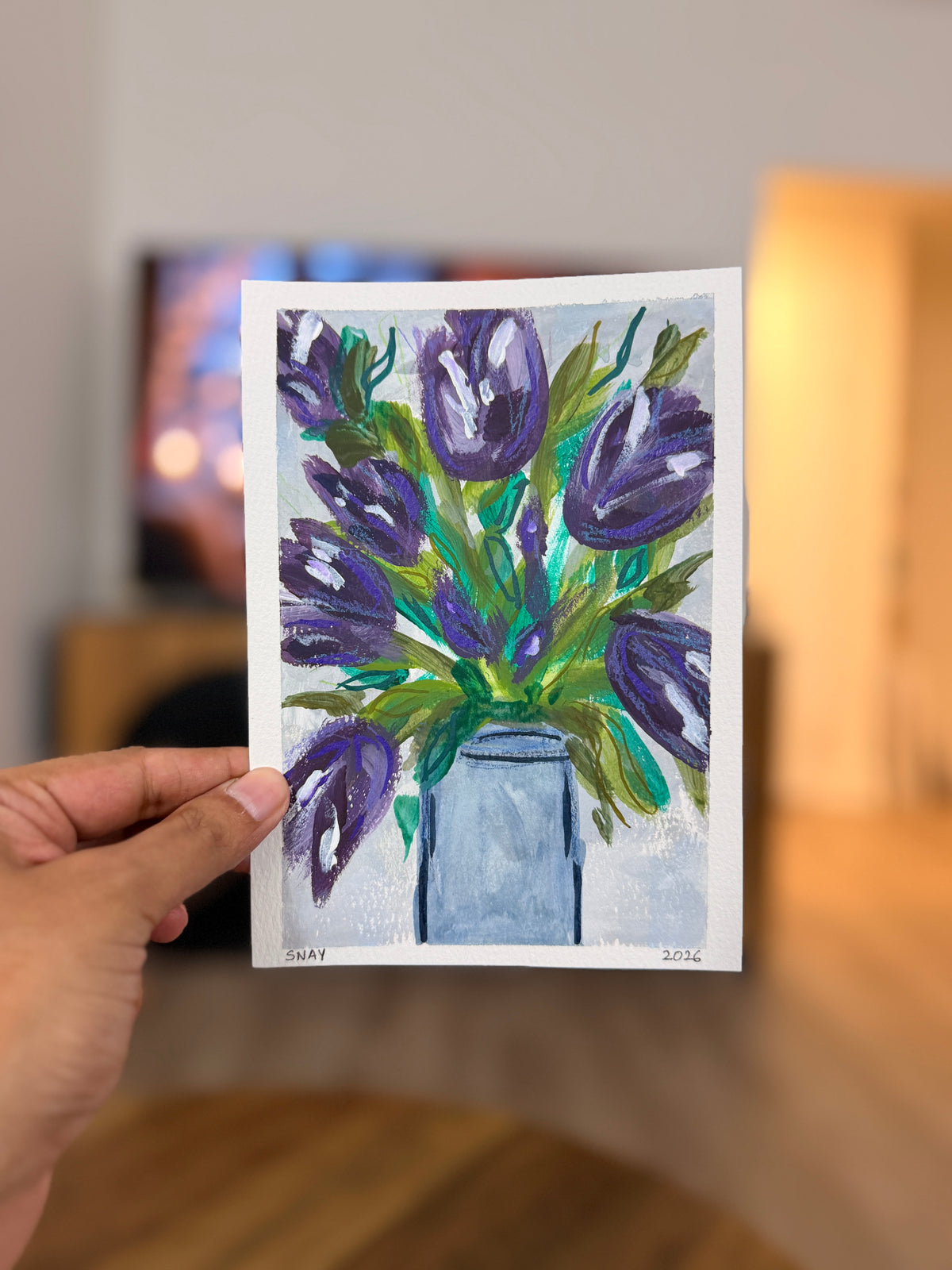 "They Stayed for a While 2" Original Acrylic Painting Study on Paper (5" × 7") | Art by Snay