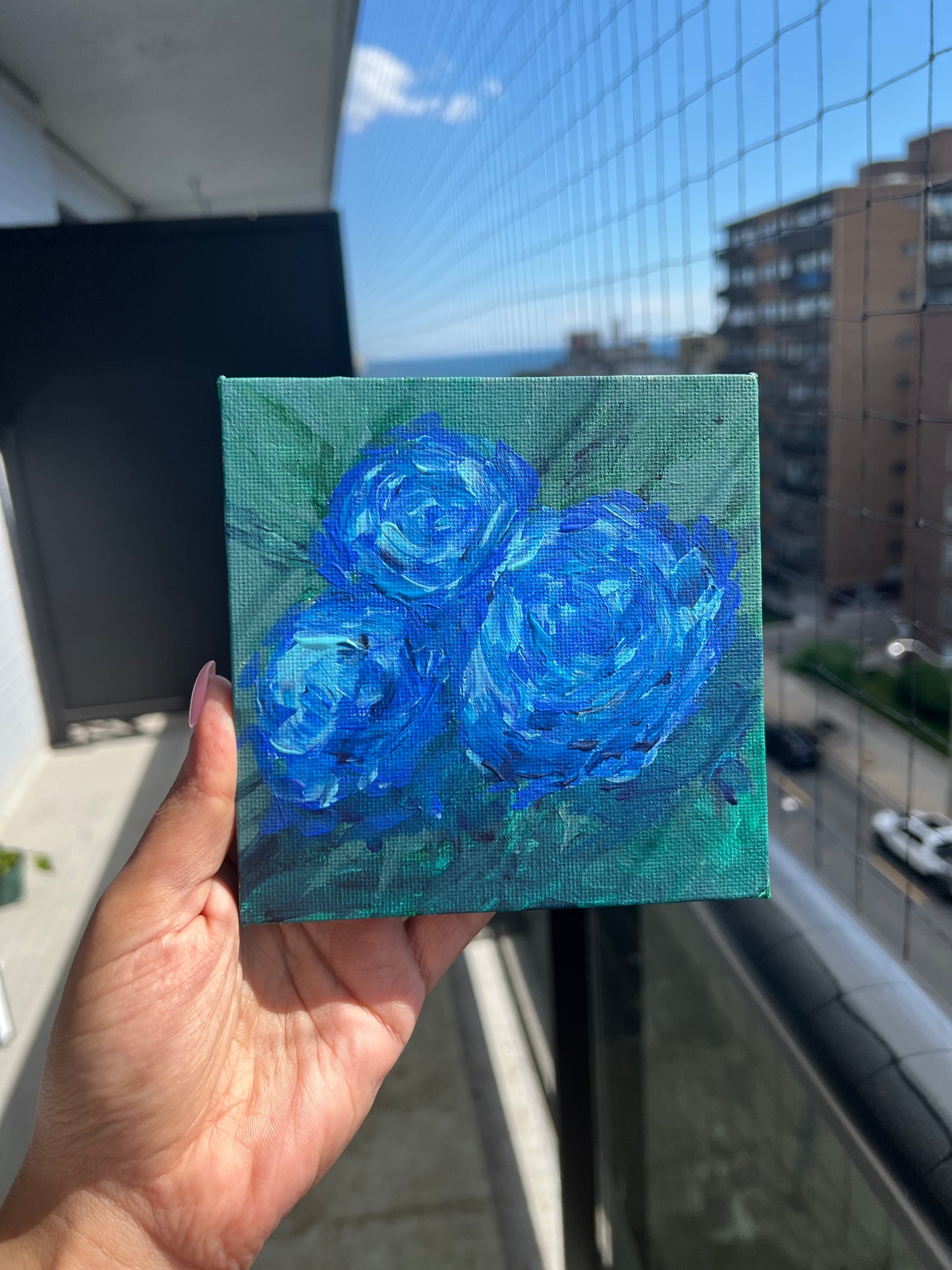 Original Abstract Floral Painting - 5x5 - Art By Snay