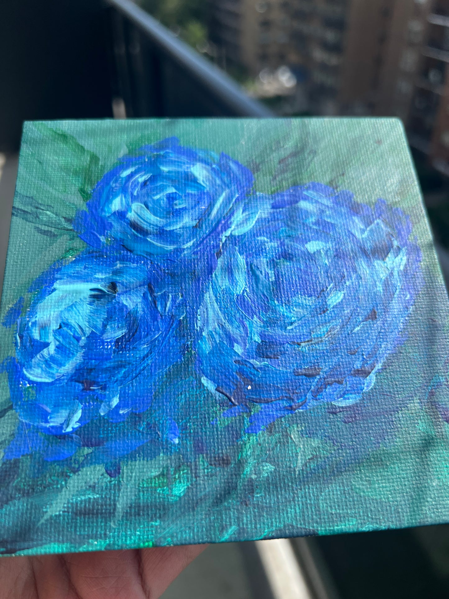 Original Abstract Floral Painting - 5x5 - Art By Snay