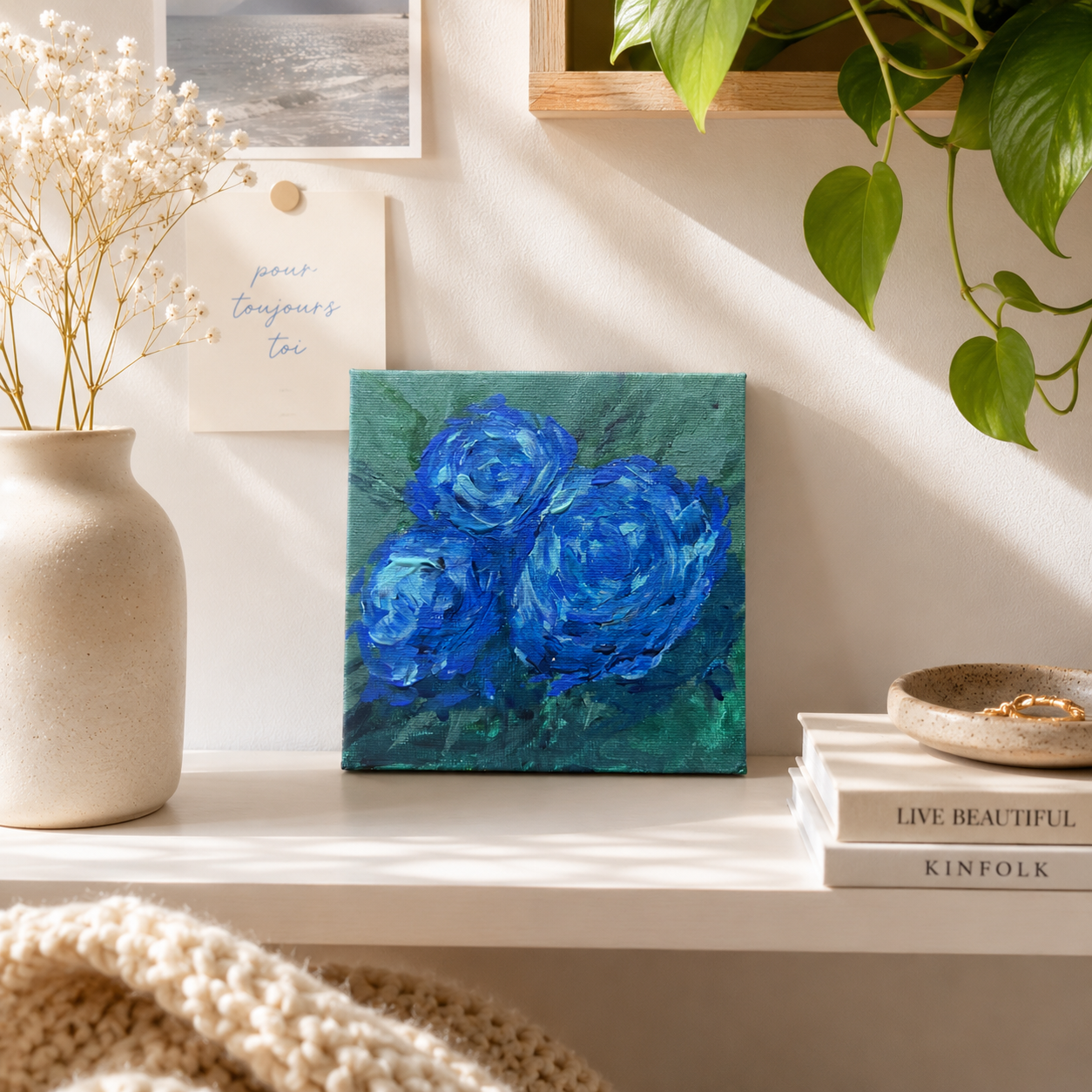 Original Abstract Floral Painting - 5x5 - Art By Snay