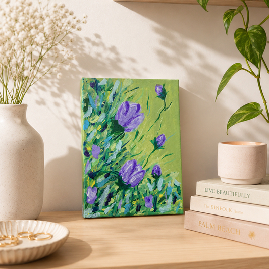 Original Abstract Floral Painting - 5x5 - Art By Snay