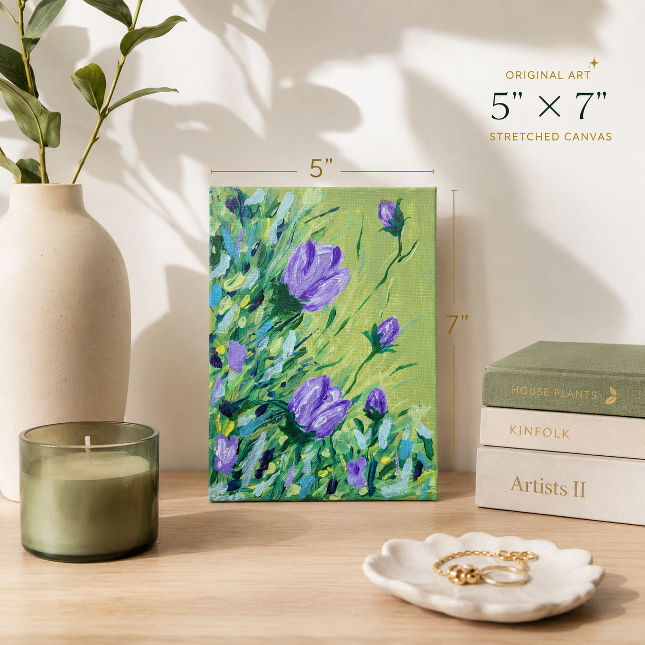 Original Abstract Floral Painting - 5x5 - Art By Snay