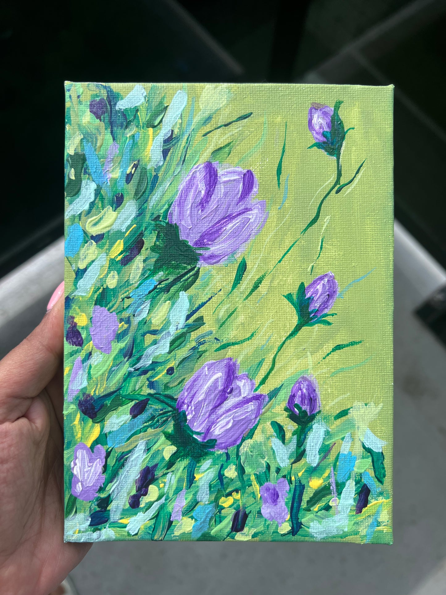 Original Abstract Floral Painting - 5x5 - Art By Snay